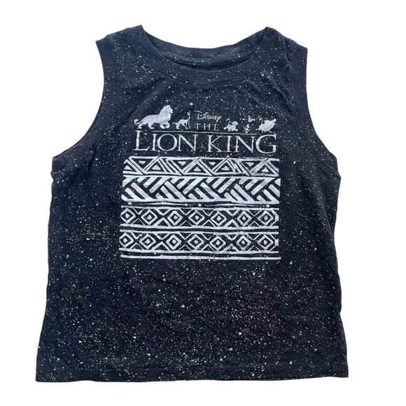 Disney Tops - Disney Womens Sz XS Gray Paint Splatter Tribal The Lion King Movie Crop Tank Top